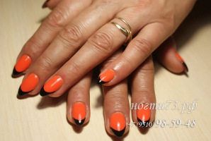 Черно-оранжевые ногти